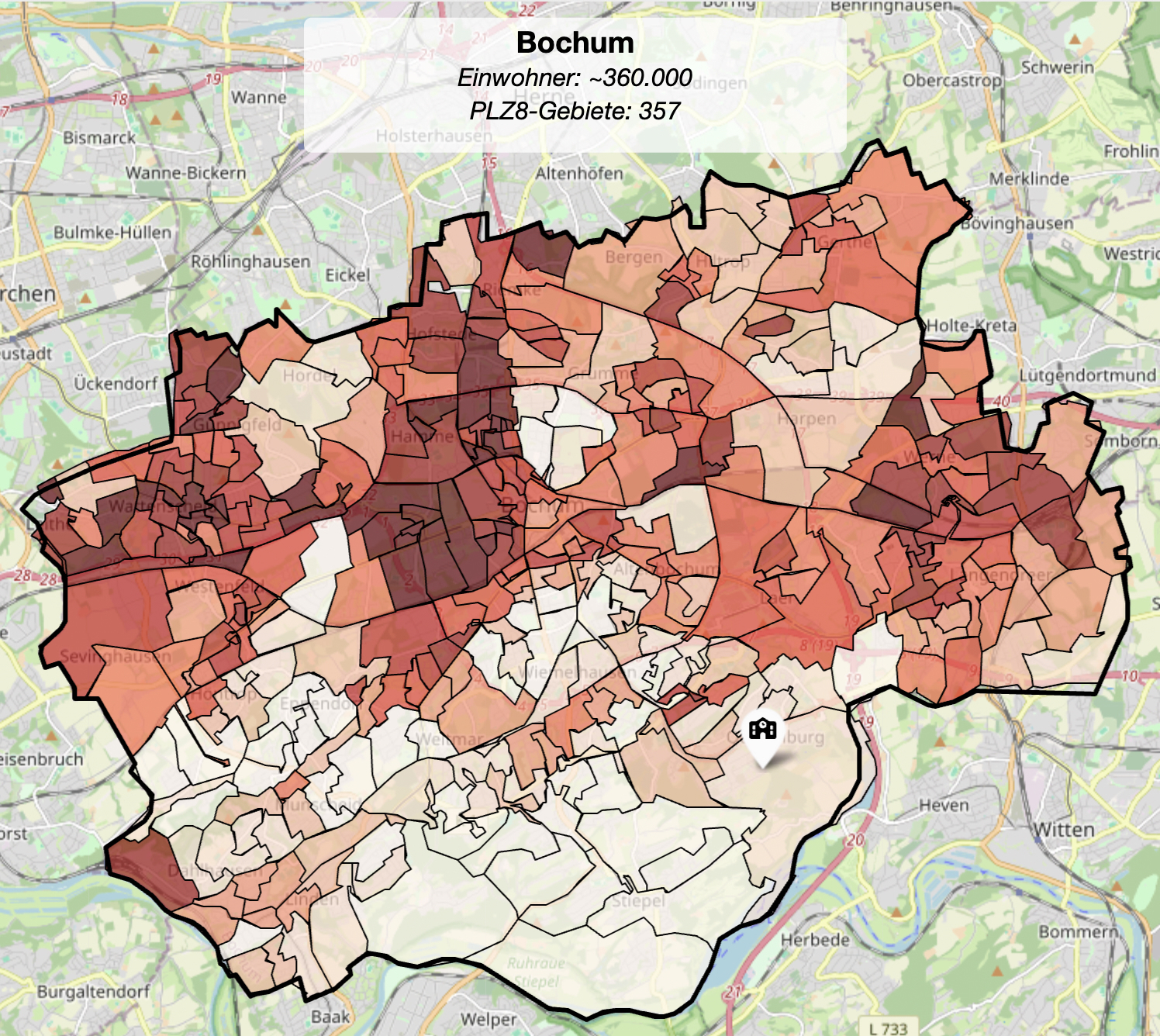 Vorschau der ALSO-App. Karte Bochum